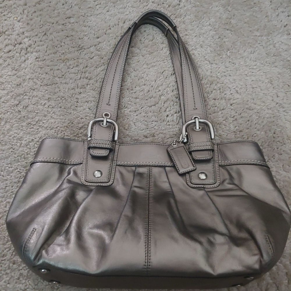 Coach Metallic Gray Shoulder Bag